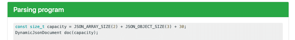 Speicherbedarf ArduinoJson