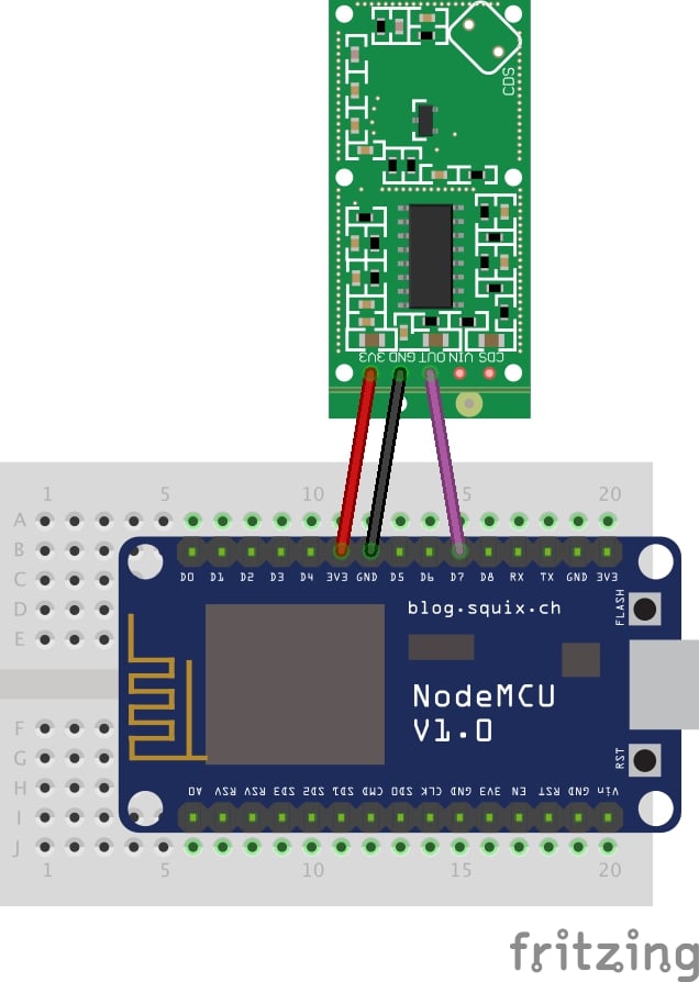 Aufbau Alarmanlage ESP8266 Radar-Sensor