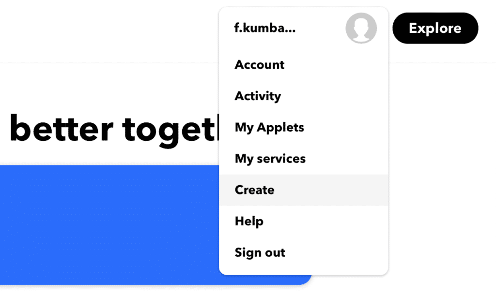 Ein neues Recipe bei IFTTT anlegen