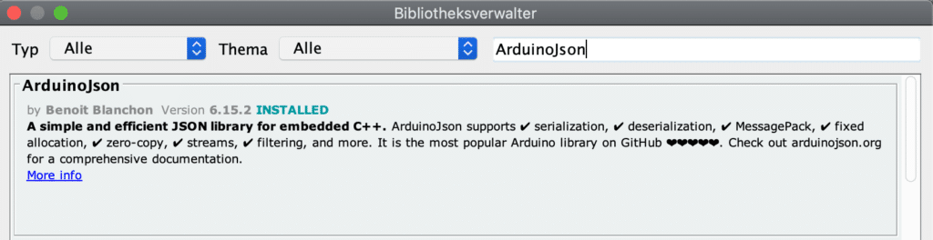 ArduinoJson Bibliothek
