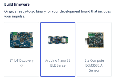 Die Firmware für den Arduino Nano 33 BLE Sense erstellen