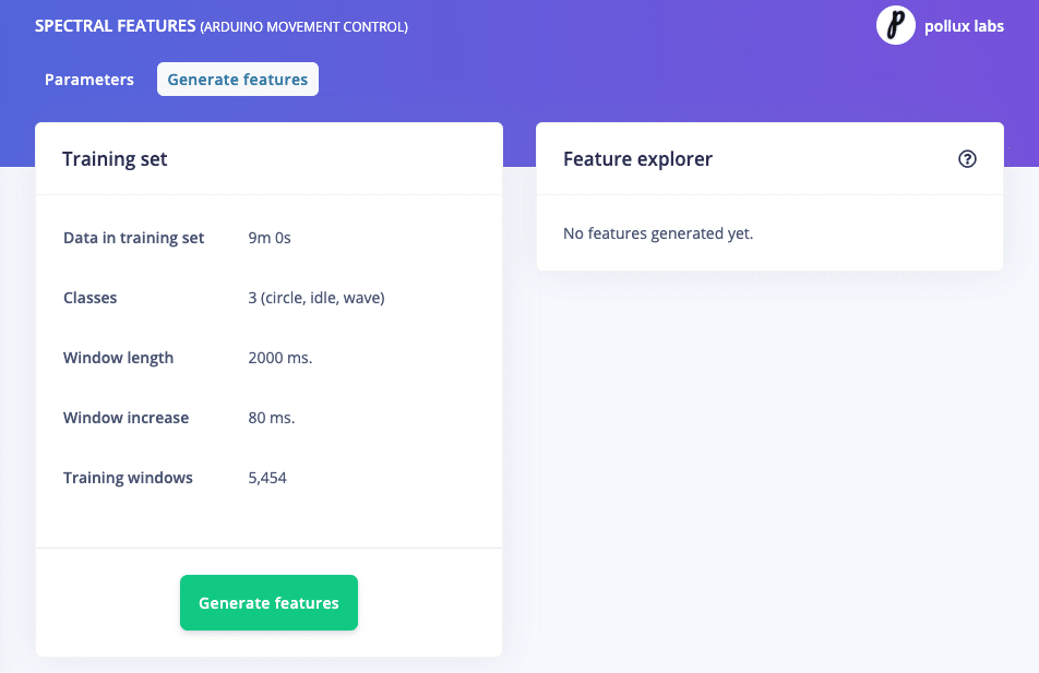 Features generieren in Edge Impulse