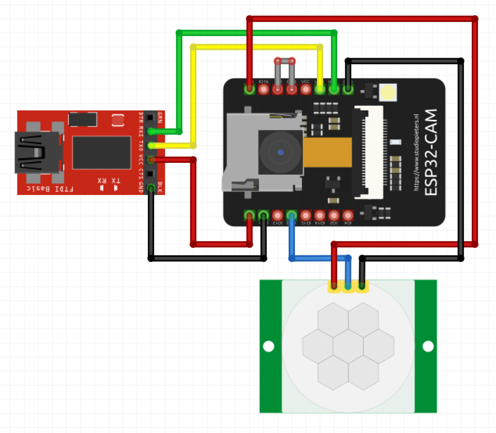 Aufbau Fotofalle ESP32-CAM und PIR-Sensor