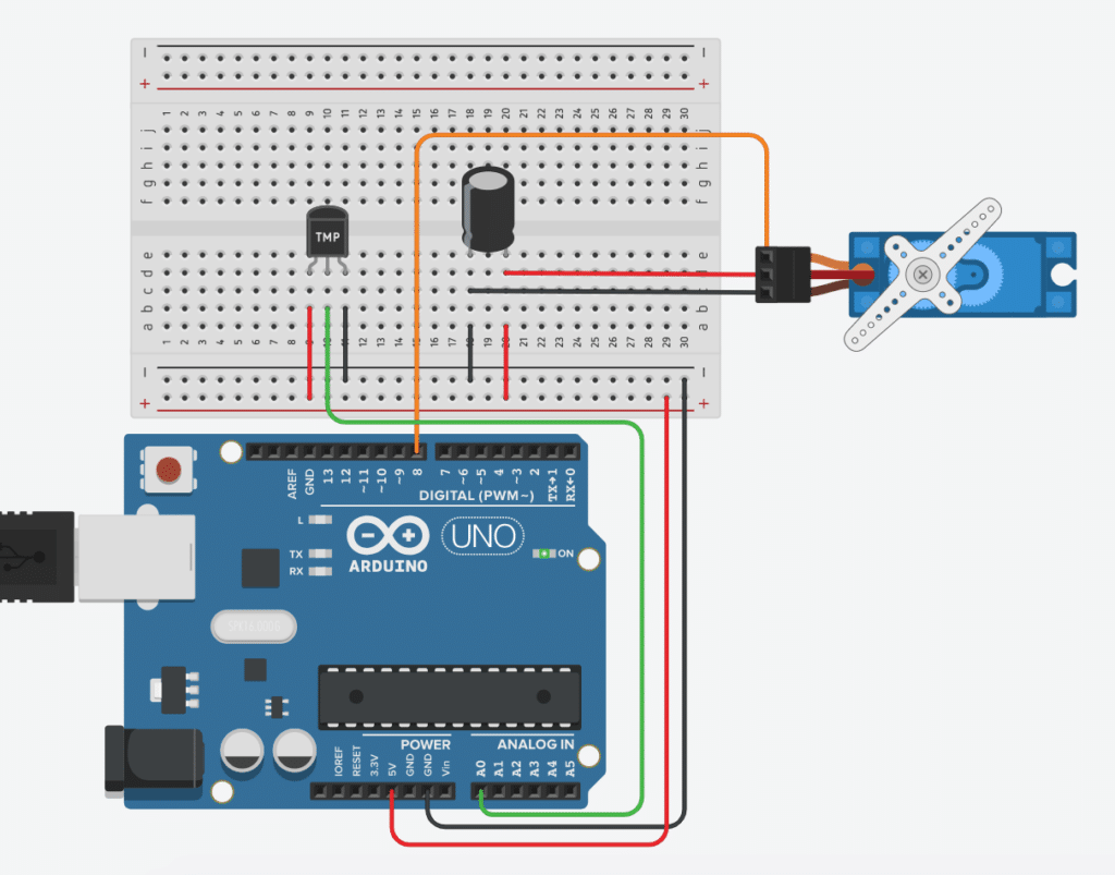 Servo mit einem Temperatursensor steuern