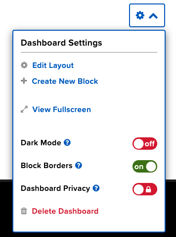 Adafruit IO Dashboard Einstellungen
