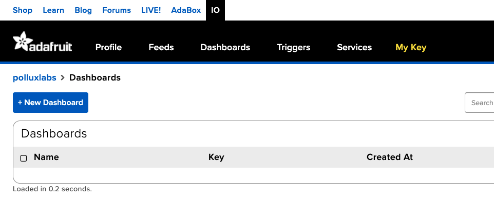 Adafruit IO Neues Dashboard anlegen