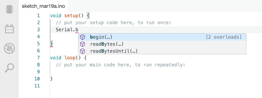 Autovervollständigung in der Arduino IDE 2.0