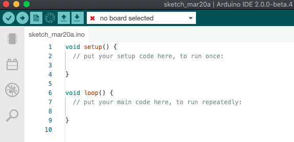 Die Oberfläche der Arduino IDE 2.0