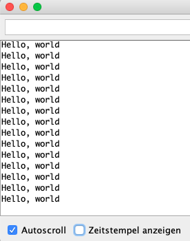 hello world im seriellen Monitor