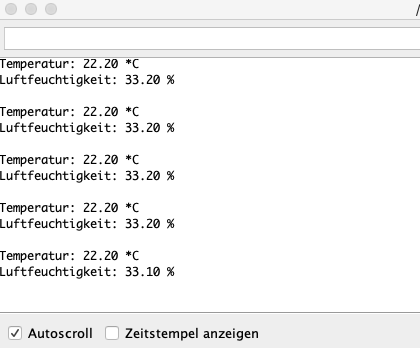 DHT22 Ausgabe im Seriellen Monitor