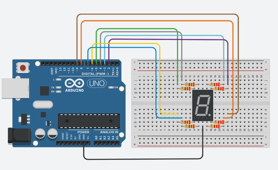 7-Segment-Display am Arduino Kathode