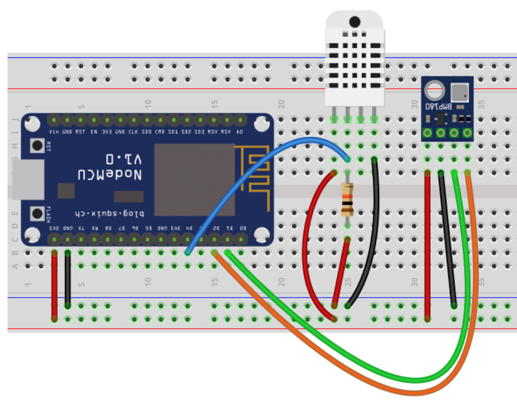 Sensoren DHT22 und BMP180 am ESP8266