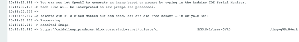 Antwort von DALL-E im Seriellen Monitor
