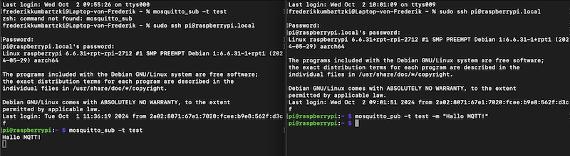 Test des MQTT-Brokers im Terminal